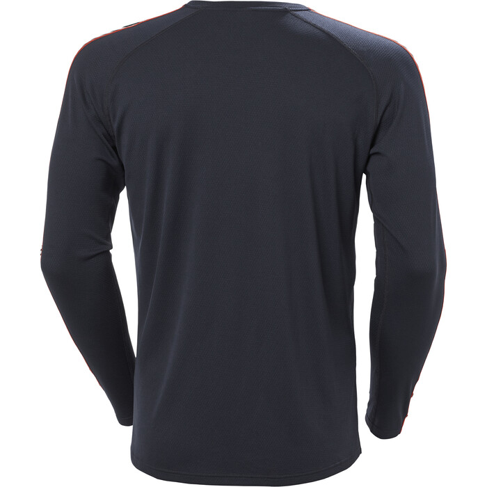 2024 Helly Hansen Hombres Lifa Active Camiseta Interior A Rayas Crew Top 49412 - Navy